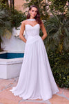 CLEARANCE - Ladivine CD395W Chiffon A-line Wedding Strapless Dress (Size 4)