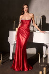 Ladivine CD420 One Shoulder Luxe Shimmer Glitter Stretch Fitted Gown
