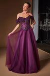 Ladivine CD657 Off the Shoulder A-line Ballgown Tulle Dress