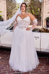 Ladivine CD717W Strapless A-Line Gown Lace Applique Tulle Skirt
