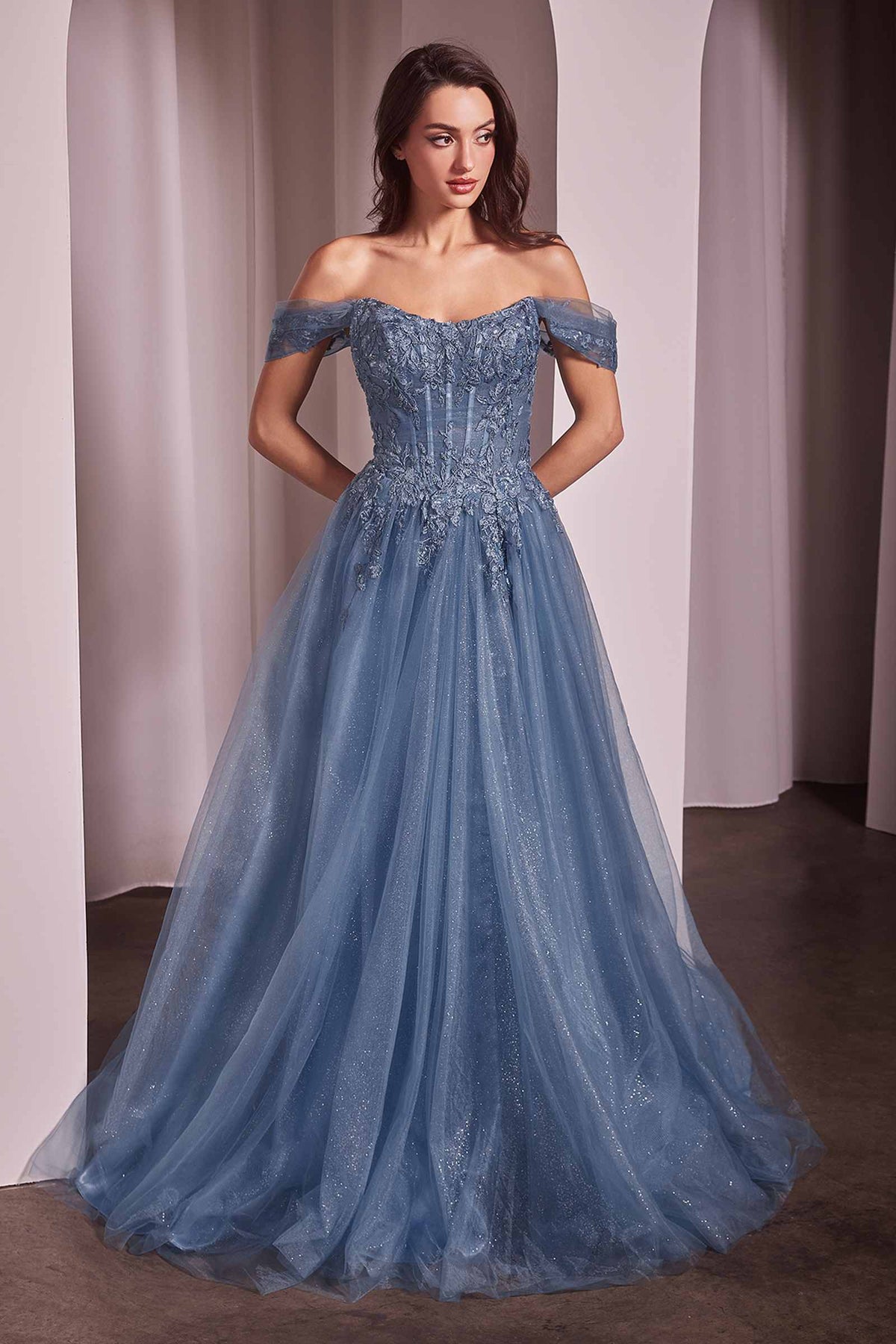 Ladivine CD799 Long Off The Shoulder A-Line Ball Gown