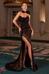 Ladivine CDS550 Fit and Flare Strapless Matching Chocker Evening Gown