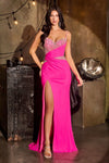 Ladivine CDS552 Star Glamour Luxurious Stretch Satin Fitted Formal Gown