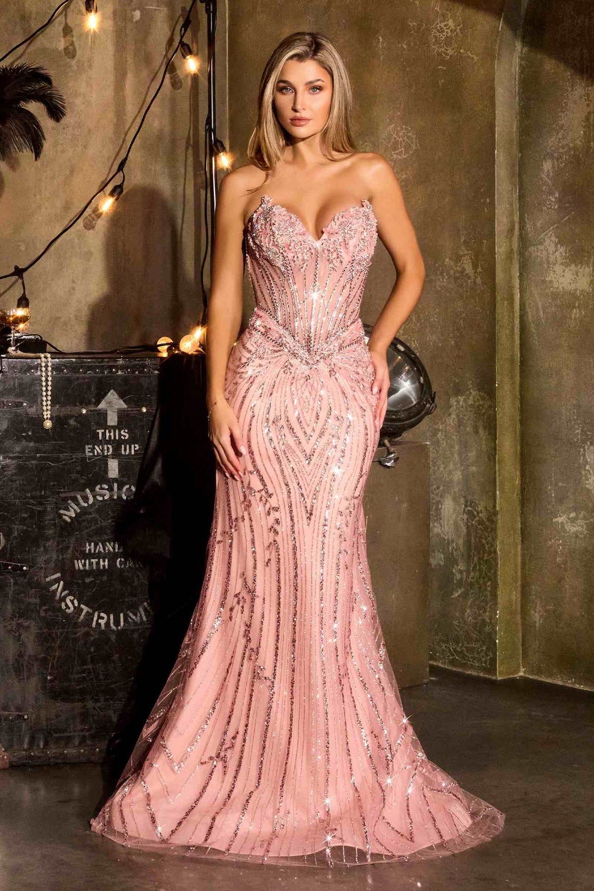 Ladivine CDS557 Fully Embellished Show Stopper Fitted Mermaid Gown