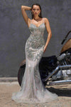 Ladivine CR383 Fitted Silhouette Crystal and Sequin Formal Dress