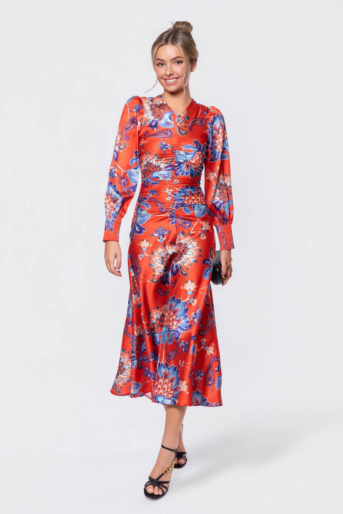 Audrey Dress Long Sleeve (Red/Blue)