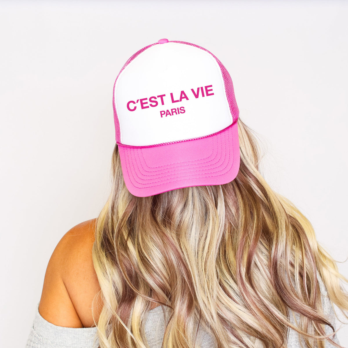 C'est La Vie Paris Sassy Funny Quote Bold Graphic Statement Celebrating City Charm Trucker Hat
