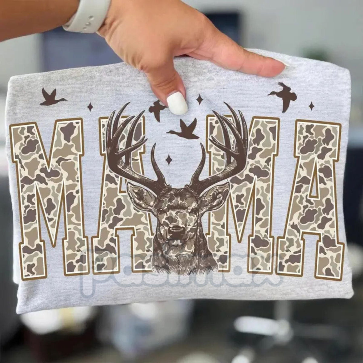 "Camo Mama" Deer Hunting Camouflage T-Shirt - Rustic Hunter Mom Gift - Unisex Outdoors Apparel