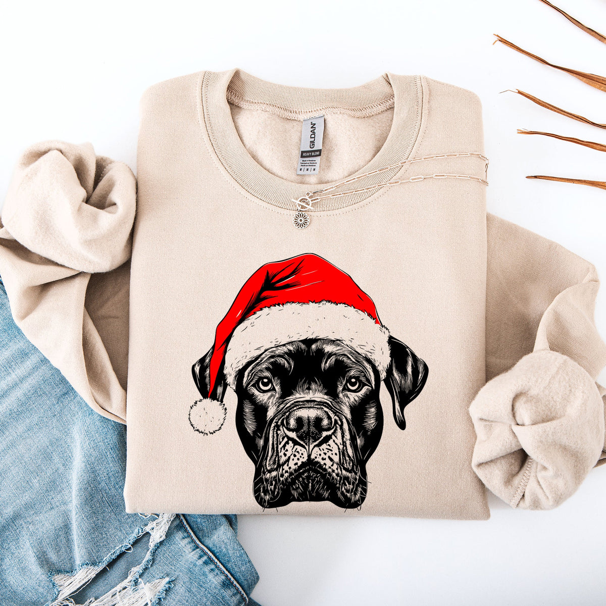 Cane Corso Santa Claus Christmas Dog Lover Portrait Deluxe Edition Graphic Sweatshirt