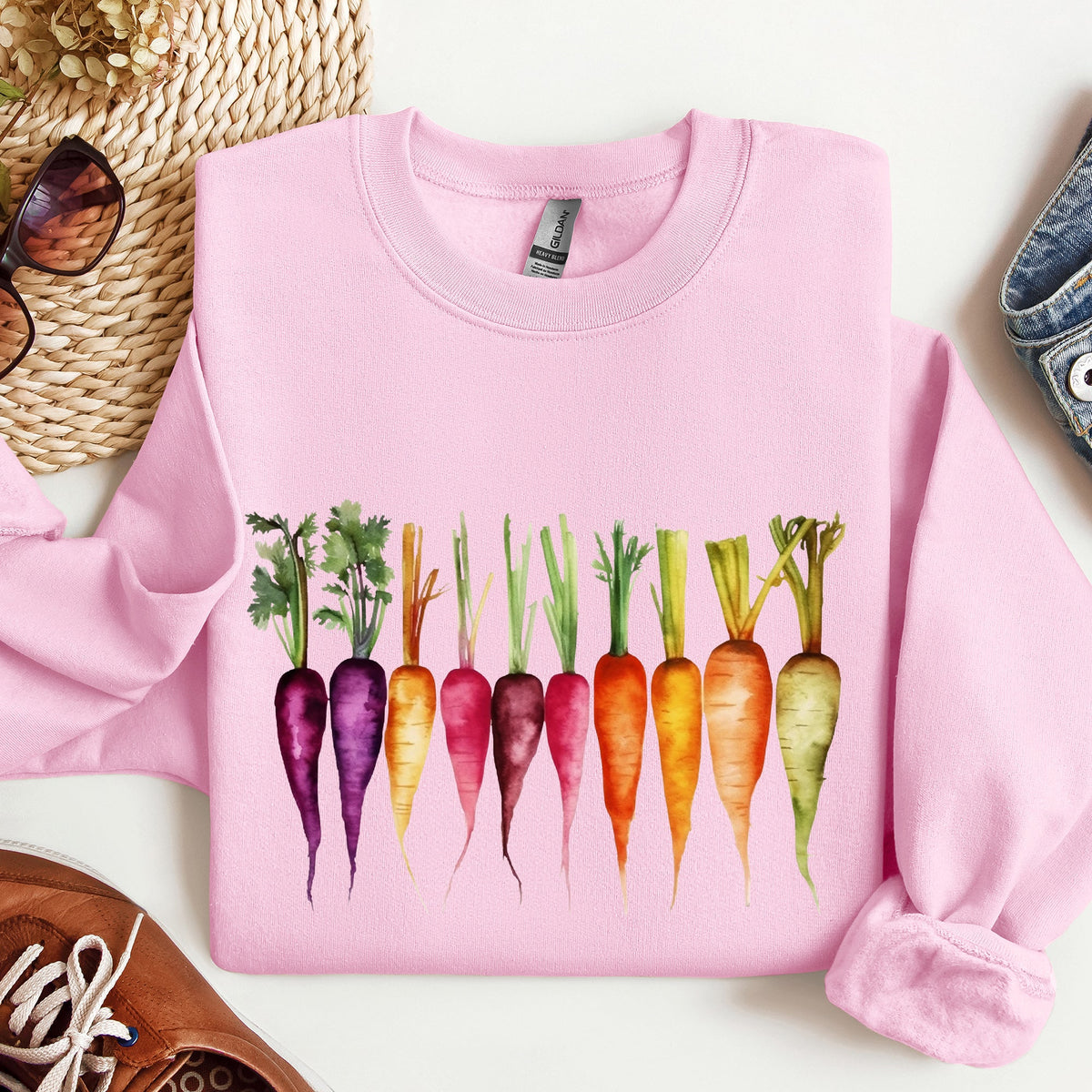 Carrots Watercolor Garden Vegetables Botanical Illustration Inspired By Gardening Sweatshirt