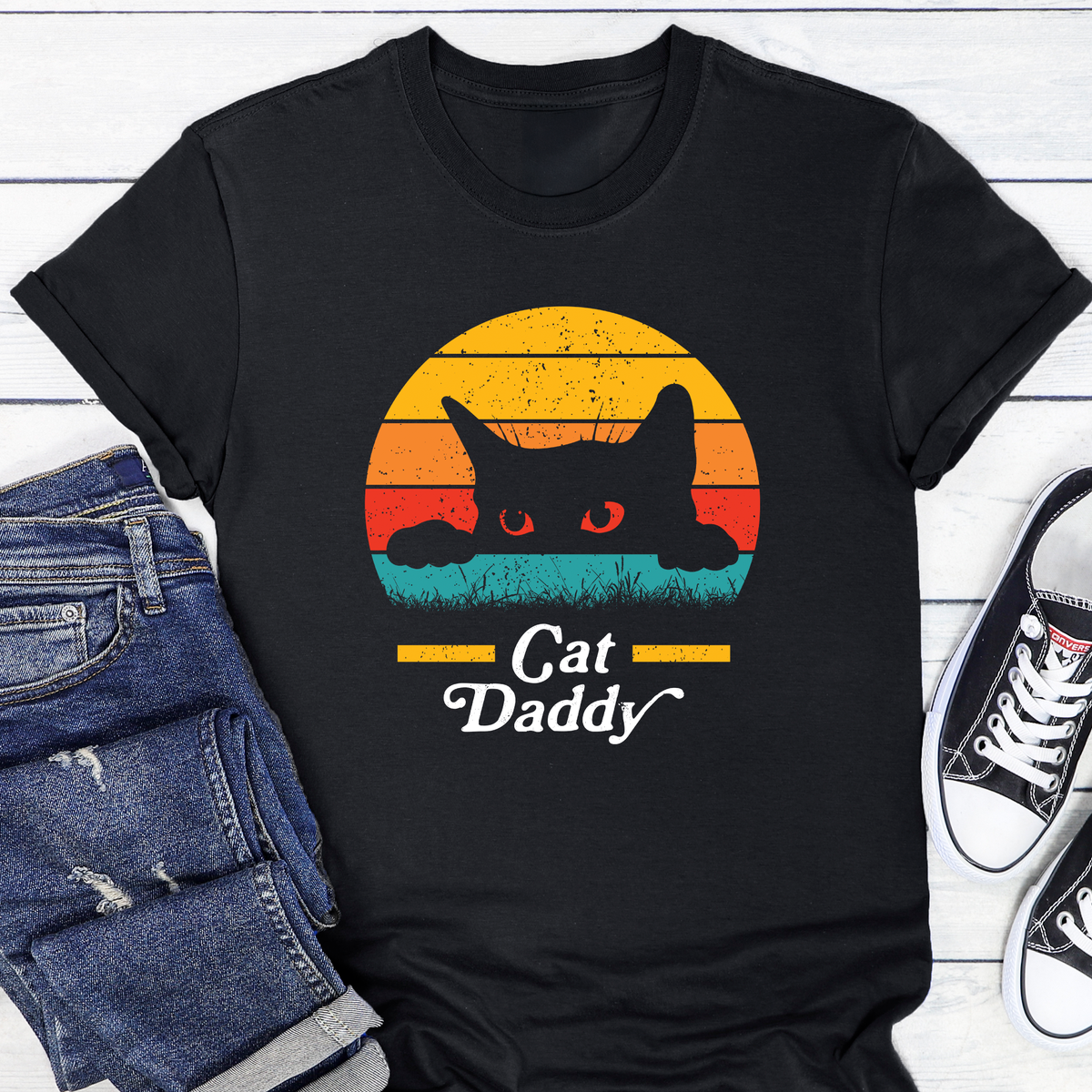 Cat Daddy 80s Vintage Iconic Retro Pop Culture Attitude Bold Lettering Nostalgia Collection Graphic Tee