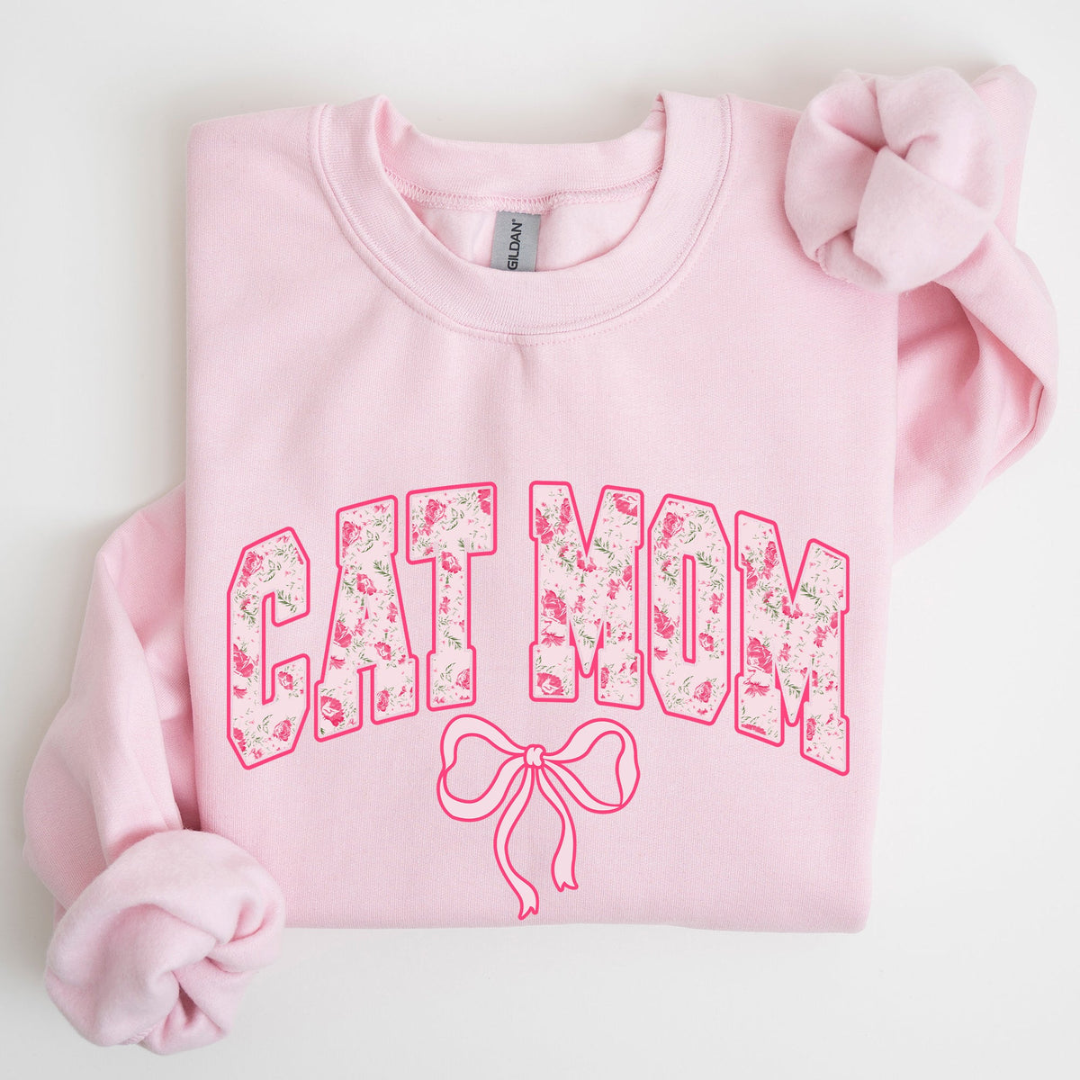 Cat Mom Coquette Pink Bows Trend Girly Soft Girl Era Design Graphic Chic Sweatshirt