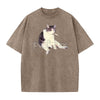 'Cat Smoke' Funny Animal Graphic Tee – Unisex Streetwear Cotton Comfort Shirt, Menswear Womenswear Cool Cat Tee