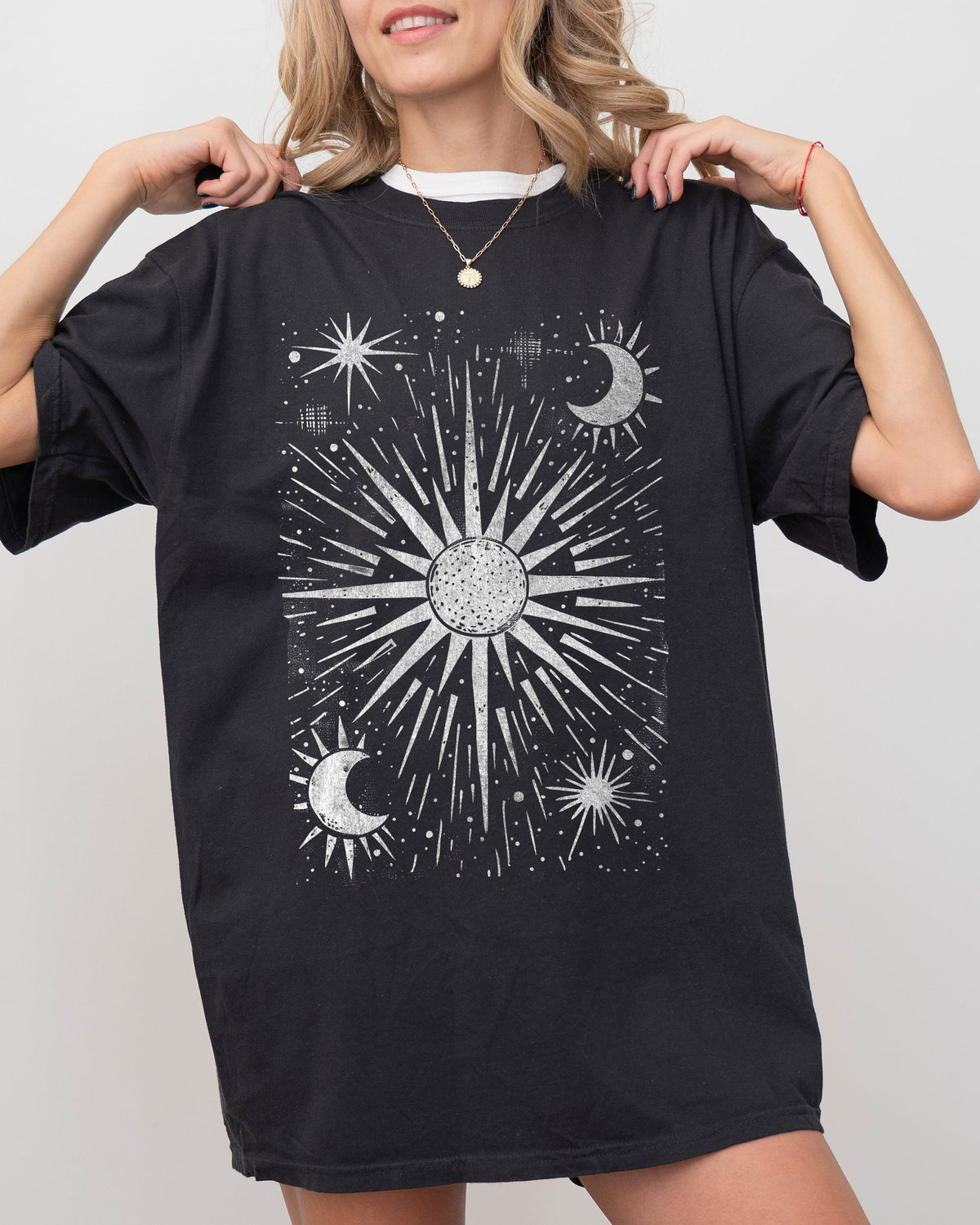 Celestial Stars, Moon, Mystical, Space Night Sky Print Limited Edition Comfort Colors Tee