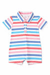 Red, White & Stripe Polo Shorty One-Piece