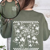 Leprechaun Checkered Bow Coquette Shamrock Clover Lucky St Patrick's Day Sweatshirt