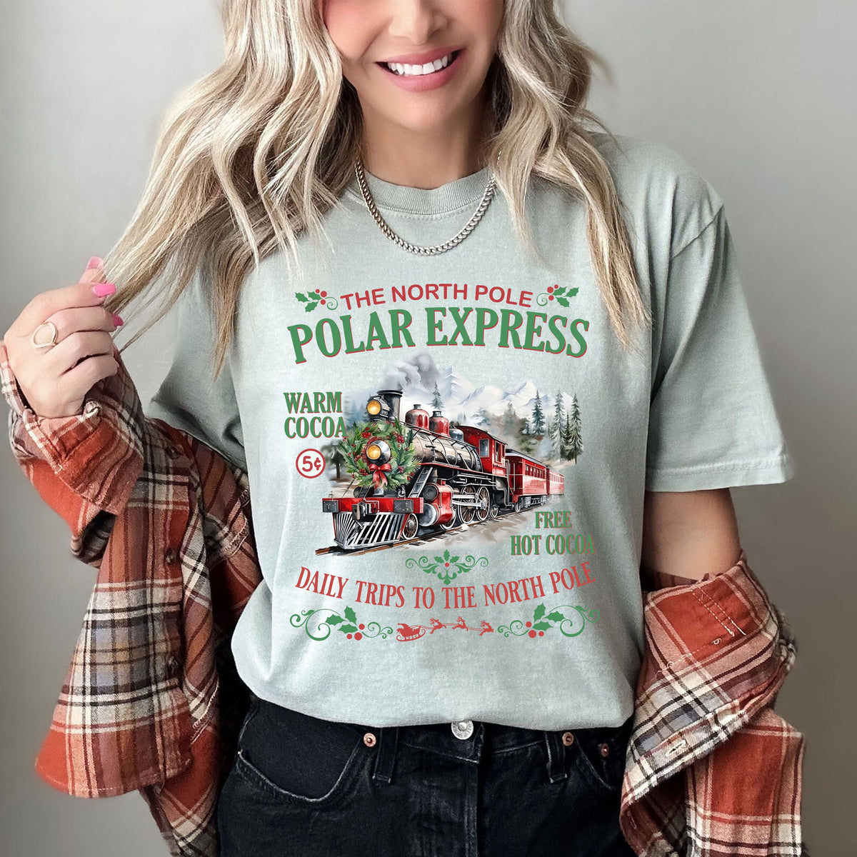 The North Pole Polar Express Holiday Edition Retro Classic Christmas Comfort Colors Tee