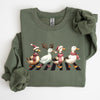 Christmas Ducks Farm Animals Crossing Road Santa Winter Snow Xmas Festive Sweatshirt