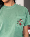 Christmas Flowers Pocket Candy Cane Ribbon Mistletoe Winter Snow Botanical Xmas Comfort Colors Tee