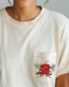 Christmas Flowers Pocket Ribbon Floral Poinsettia Winter Snow Botanical Xmas Comfort Colors Tee