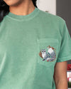 Christmas Fox Folk Art Santa Pocket Floral Winter Snow Xmas Flowers Comfort Colors Tee