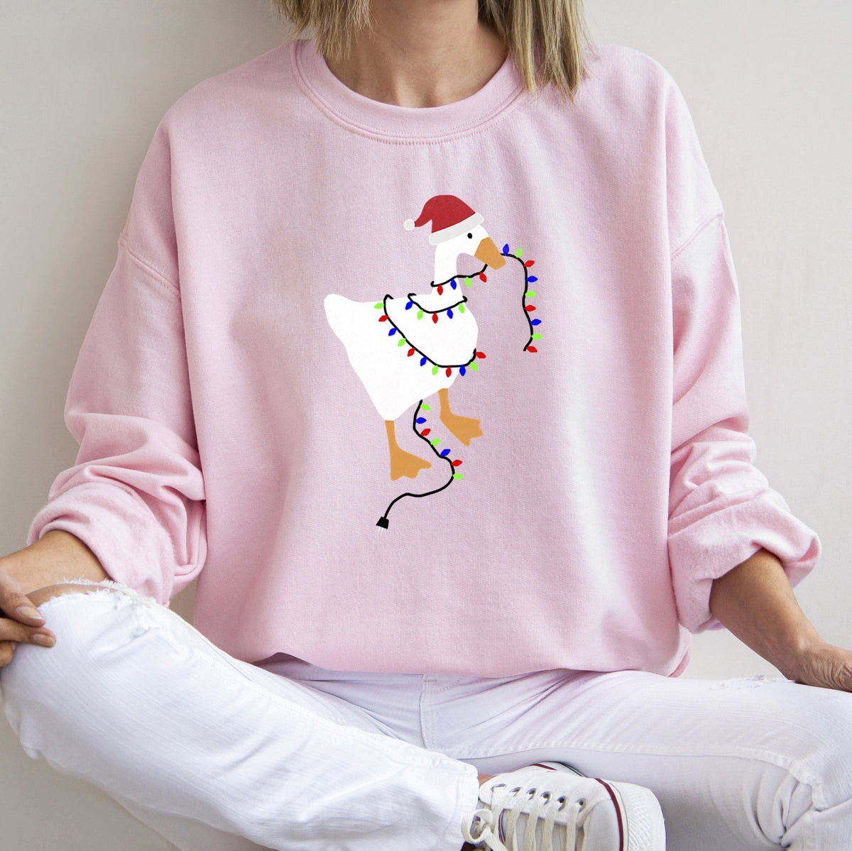 Christmas Goose Lights Retro Festive Holiday Design With Vintage Neon Accents Sweatshirt