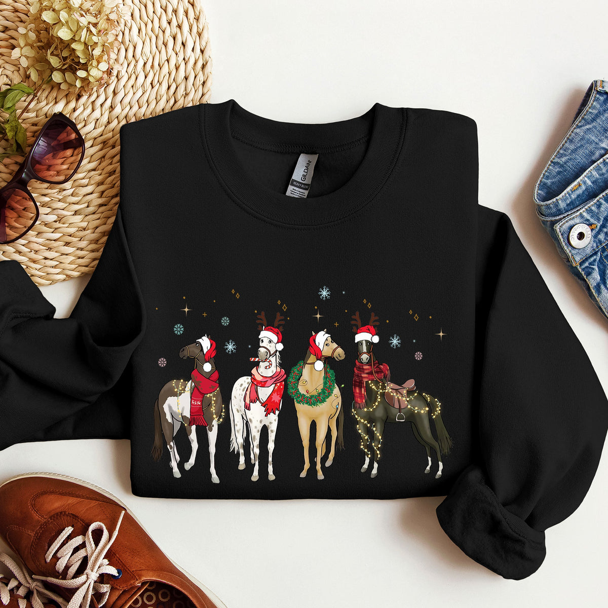 Christmas Horses Horse Lovers Santa Holiday Cheer Collection Official Sweatshirt