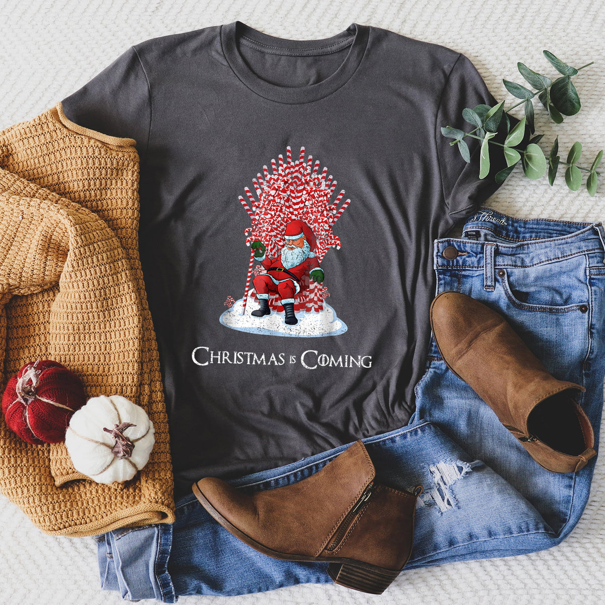 Christmas Is Coming, Santa, Throne Game Holiday Limited Edition Pop Culture Reference Graphic Tee