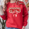 Christmas Mama Ribbon Bows Classic Retro Santa Holiday Cheer Cozy Christmas Sweatshirt