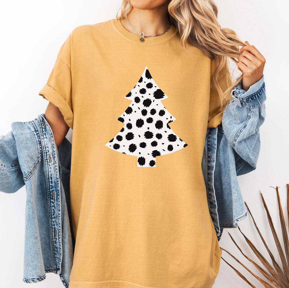 Christmas Tree Dalmatian Animal Print Winter Xmas Santa Comfort Colors Tee
