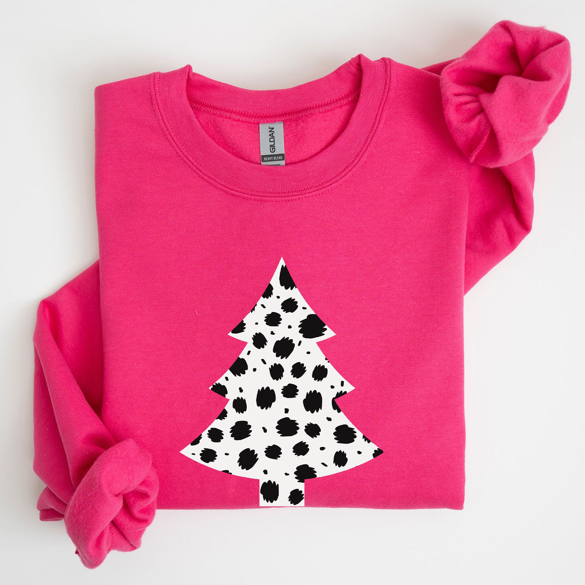 Dalmatian Christmas Tree Santa Animal Print Winter Holiday Scene With Festive Cheer Sweatshirt