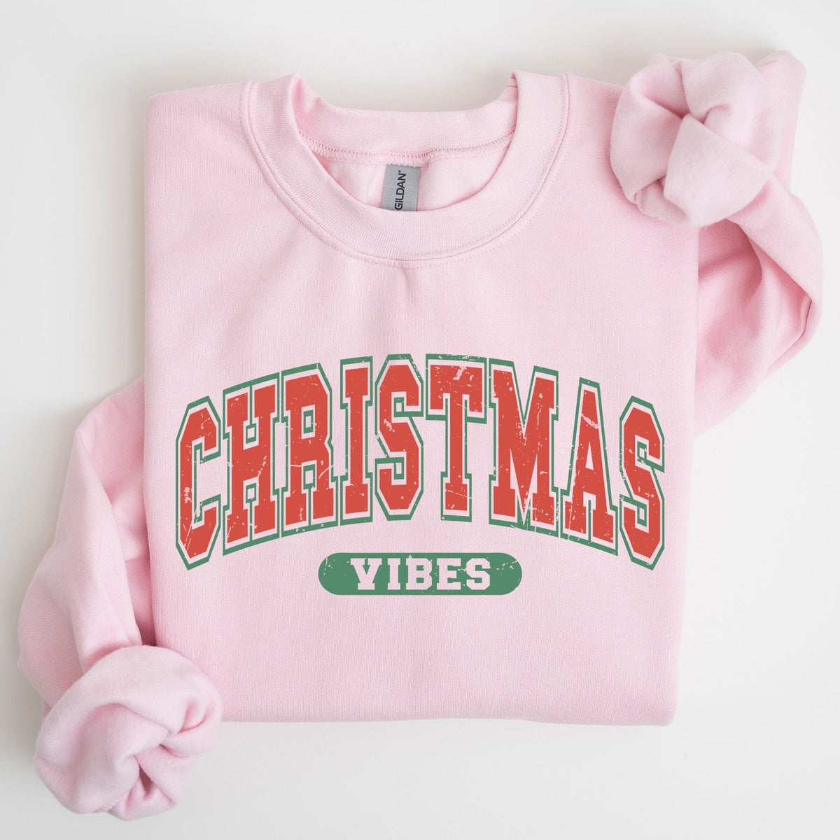 Christmas Vibes Retro Varsity Santa Snow Xmas Holiday Cheer Vintage Inspired Classic Seasonal Sweatshirt