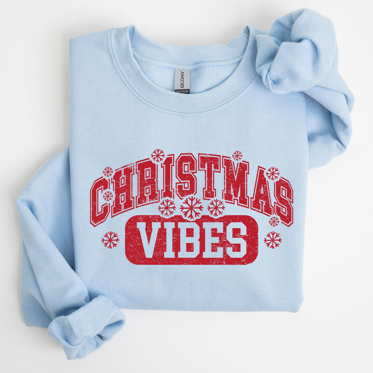 Christmas Vibes Snowflakes Retro Varsity Santa Snow Xmas Sweatshirt