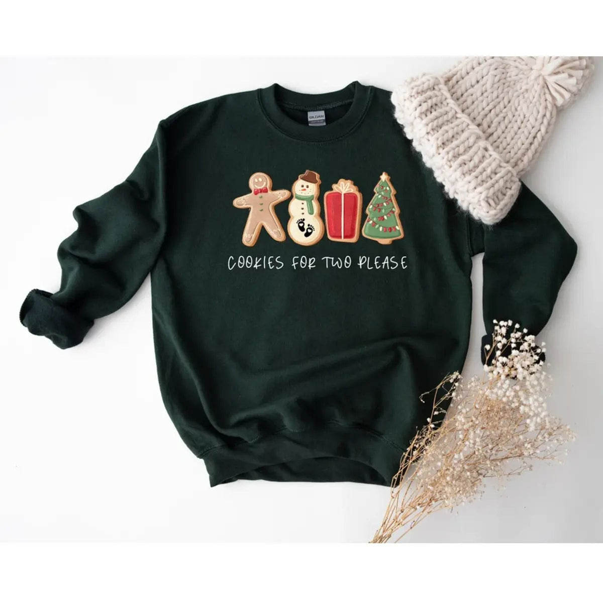 Christmas Cookies For Two Please Sweatshirt – Holiday Pregnancy Reveal Top