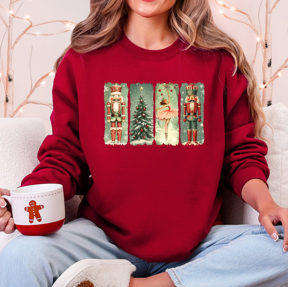 Christmas Nutcracker Ballet Vintage Snow Scene With Retro Typography Art Limited Edition Sweatshirt