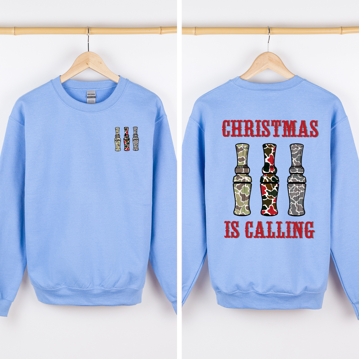 Christmas Is Calling Duck Season Hunting Retro Cozy Graphic Vintage Edition Sweatshirt