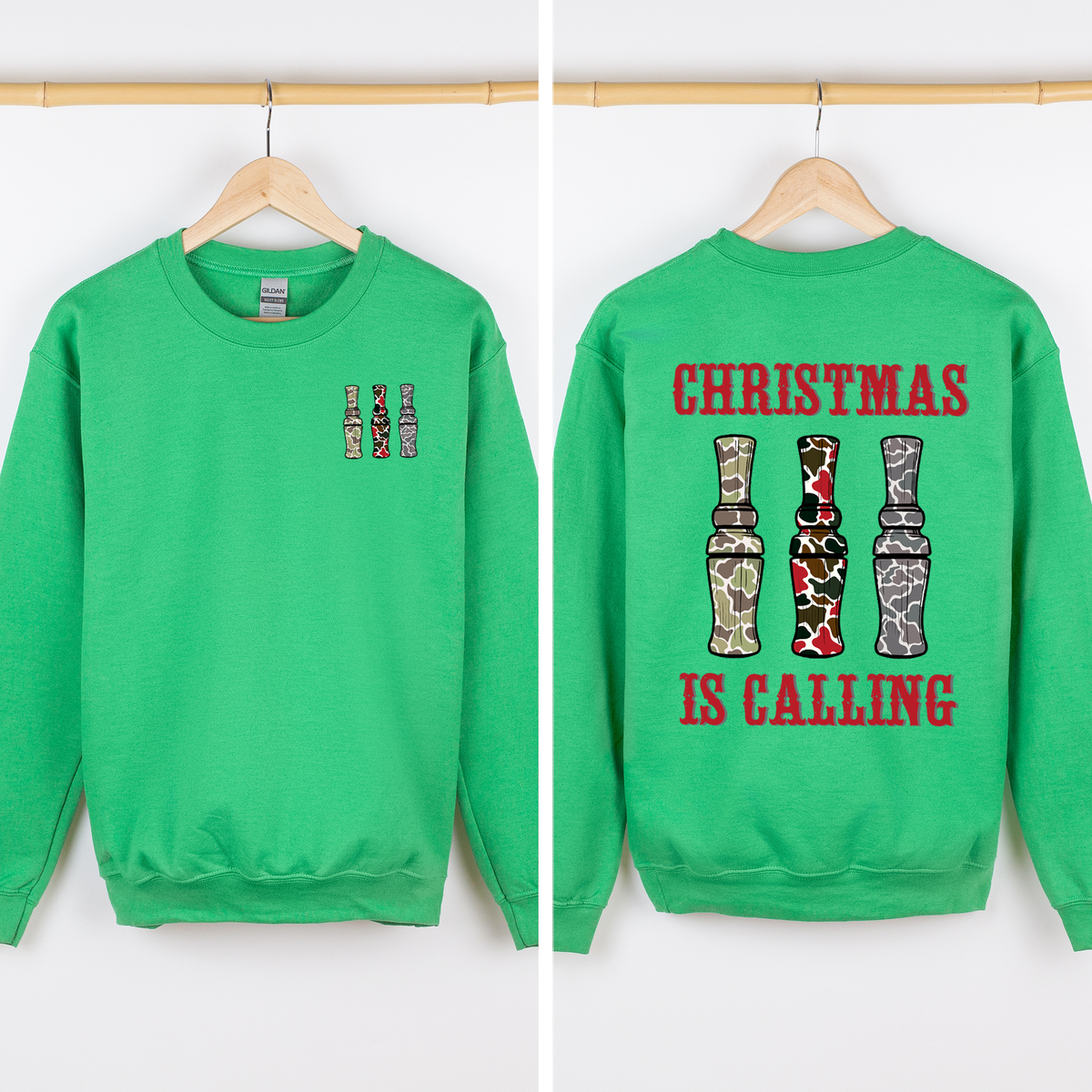 Christmas Is Calling Duck Season Hunting Retro Cozy Graphic Vintage Edition Sweatshirt