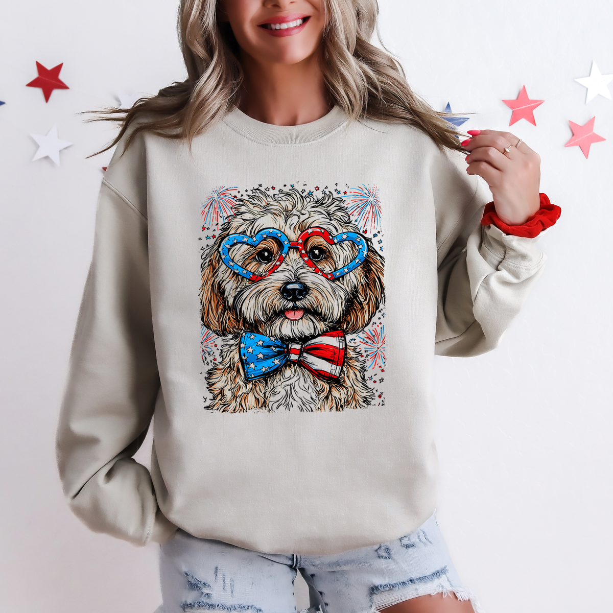 Cockapoo Patriotic Dog USA Pride 4th Of July Edition Celebration Collection Sweatshirt