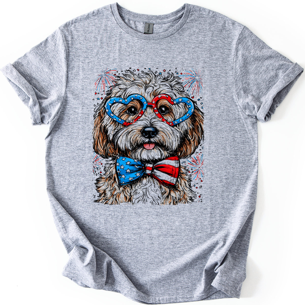 Cockapoo Patriotic Dog USA Pride 4th Of July Family Celebration Barbecue Americana Graphic Tee