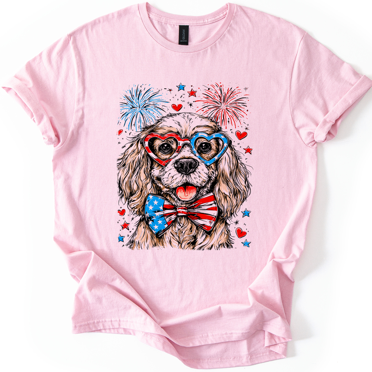 Cocker Spaniel Patriotic Dog USA Pride Fourth of July Edition All American Hero Graphic Tee