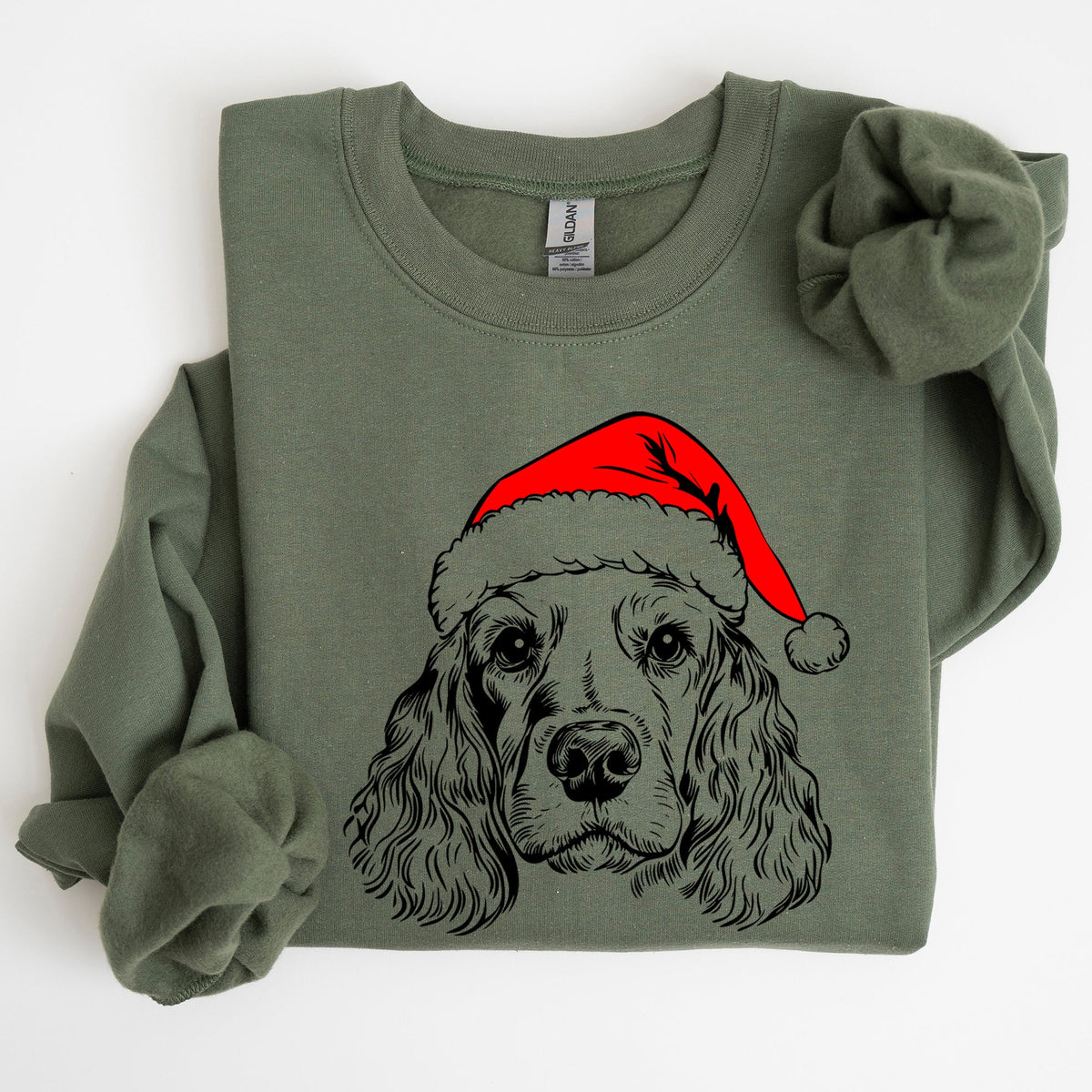 Cocker Spaniel Santa Christmas Dog Lover Pet Portrait Festive Holiday Scene Sweatshirt