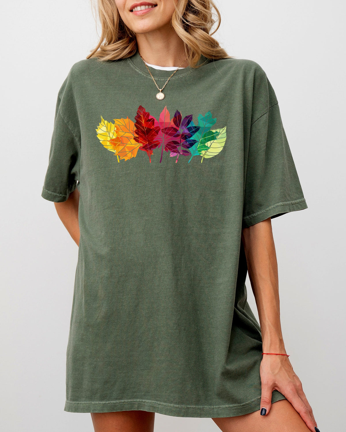 Colorful Autumn Leaves Fall Foliage Botanical Halloween Thanksgiving Comfort Colors Tee