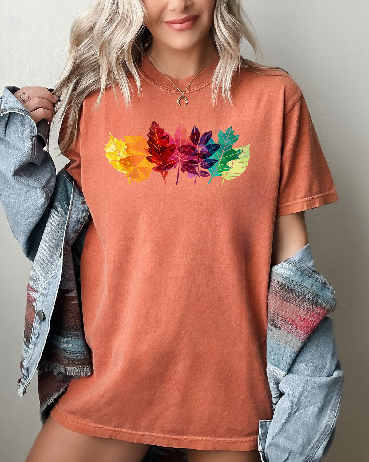 Colorful Autumn Leaves Fall Foliage Botanical Halloween Thanksgiving Comfort Colors Tee