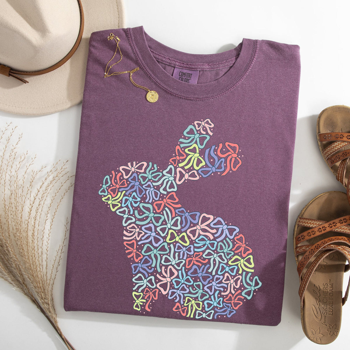 Colorful Bows Easter Bunny Jesus Rabbit Holiday Celebration Blessings For Family And Friends Comfort Colors Tee