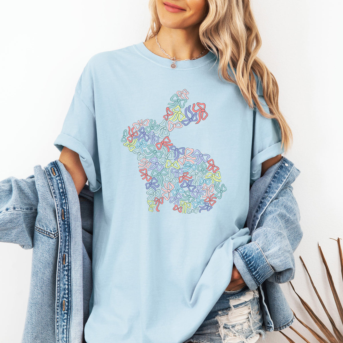 Colorful Bows Easter Bunny Jesus Rabbit Holiday Celebration Blessings For Family And Friends Comfort Colors Tee