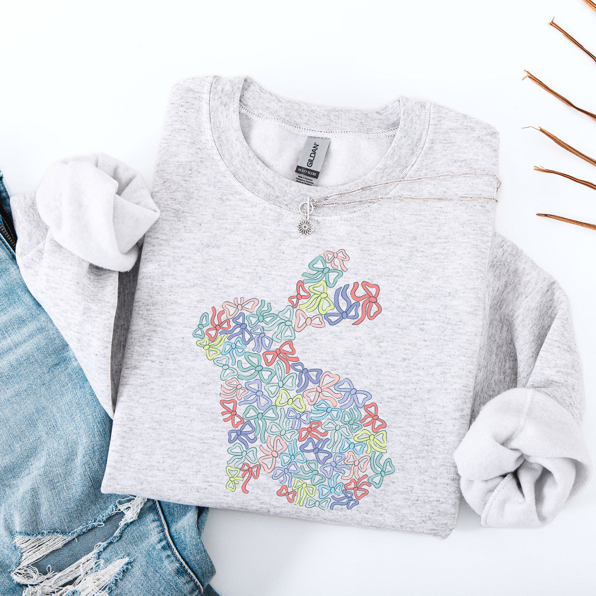 Colorful Bows Easter Bunny Jesus Rabbit Holiday Celebration Keepsake Edition Sweatshirt