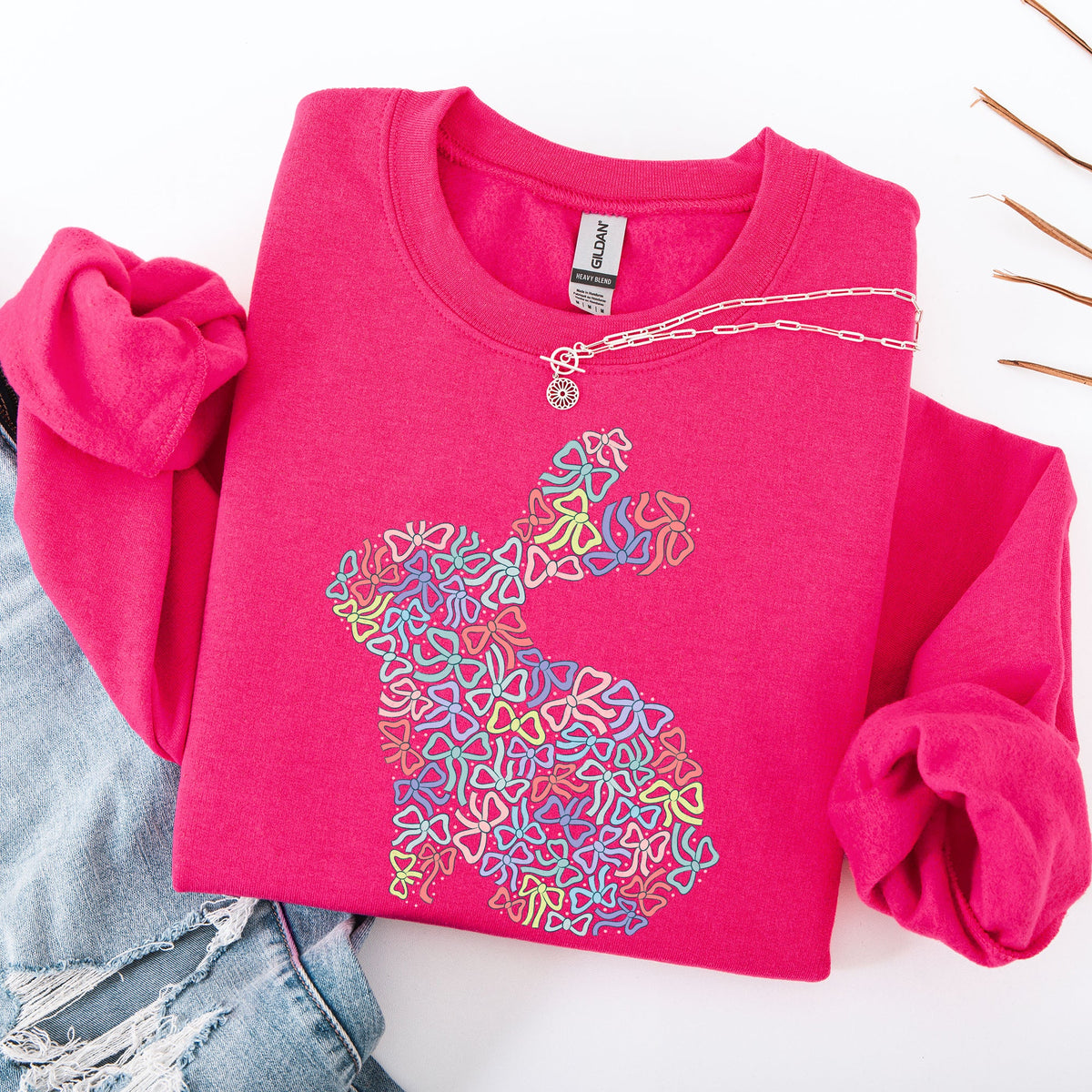 Colorful Bows Easter Bunny Jesus Rabbit Holiday Celebration Keepsake Edition Sweatshirt