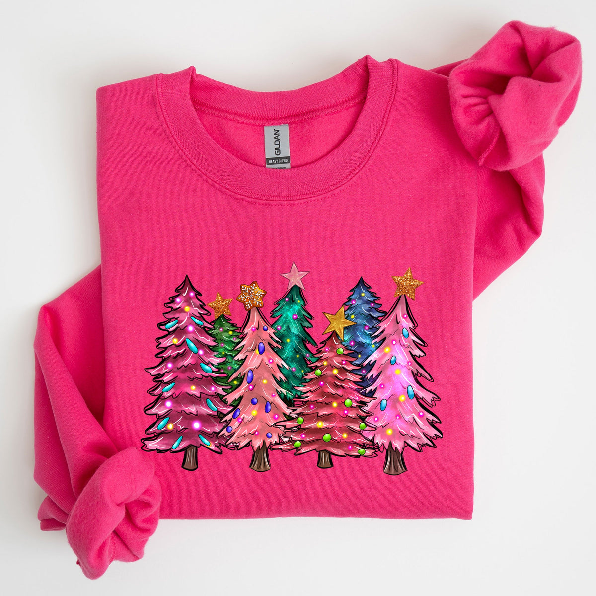 Colorful Christmas Tree Retro Santa Winter Xmas Festive Ornament Artwork Edition Sweatshirt