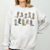 Colorful Cowboy Boots Western Cowgirl Country Vivid Graphic Artwork Celebrating Ranch Life and Sunset Trails Sweatshirt