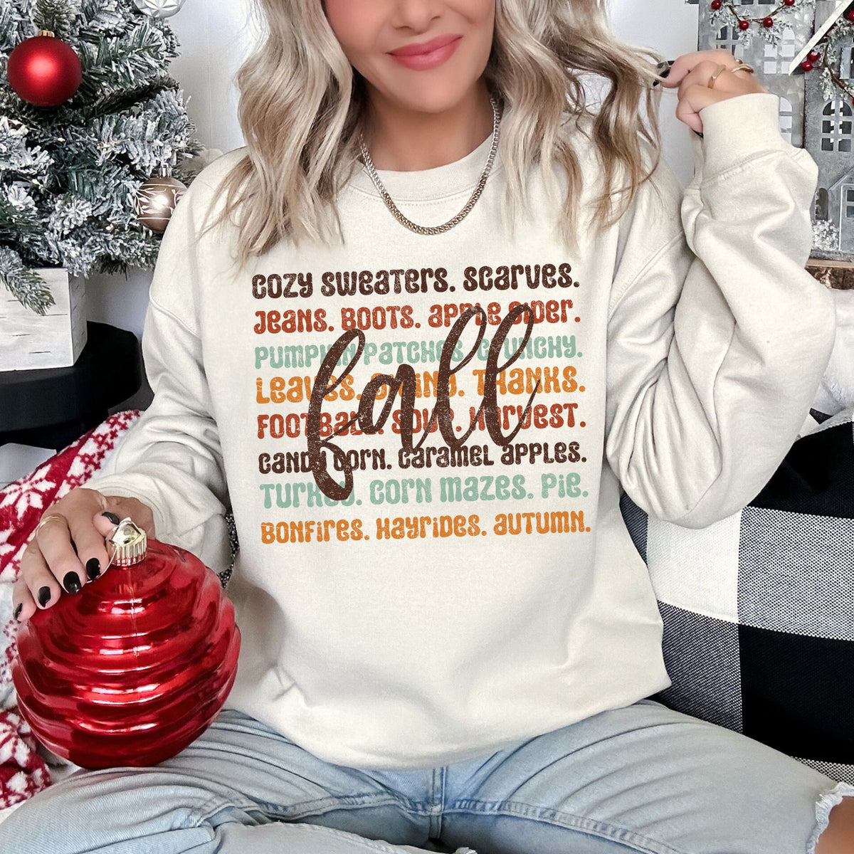 Colorful Fall Quote Autumn Hayride Leaves Seasonal Collection Cozy Graphic Sweatshirt